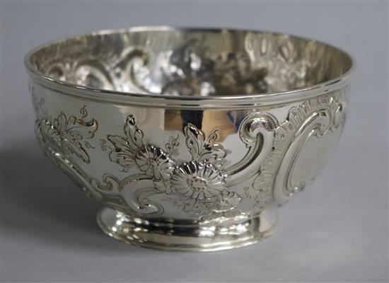 A Victorian embossed silver bowl, by Dobson & Sons London, 1878, 7.9 oz